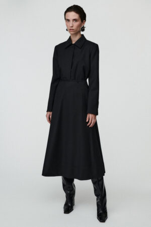 ARETHA CZARNY2 Spódnica maxi wełniana damska - czarna ARETHA